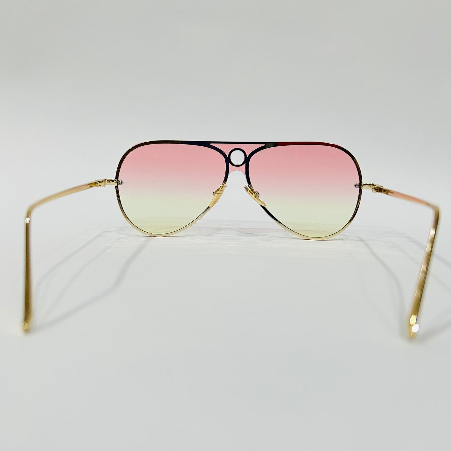 Gold Frame Glasse Pink & White Mirror