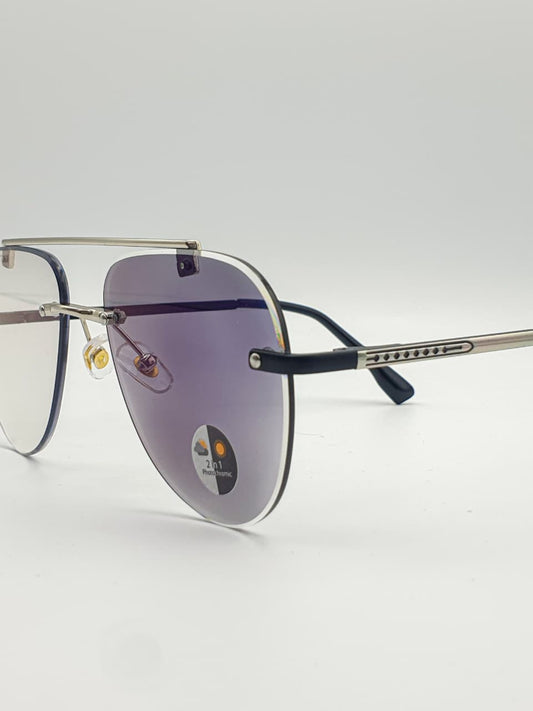 Transition Grey – Rimless Sunglasses