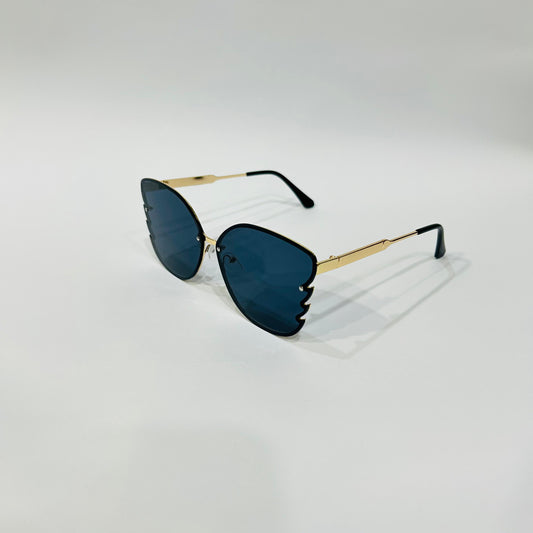 Eagle Wing Chic Black Sunglasses with Golden Arms - Trendy Glasses - Stylish Eyewear for Girls