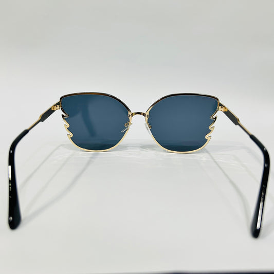 Eagle Wing Chic Black Sunglasses with Golden Arms - Trendy Glasses - Stylish Eyewear for Girls