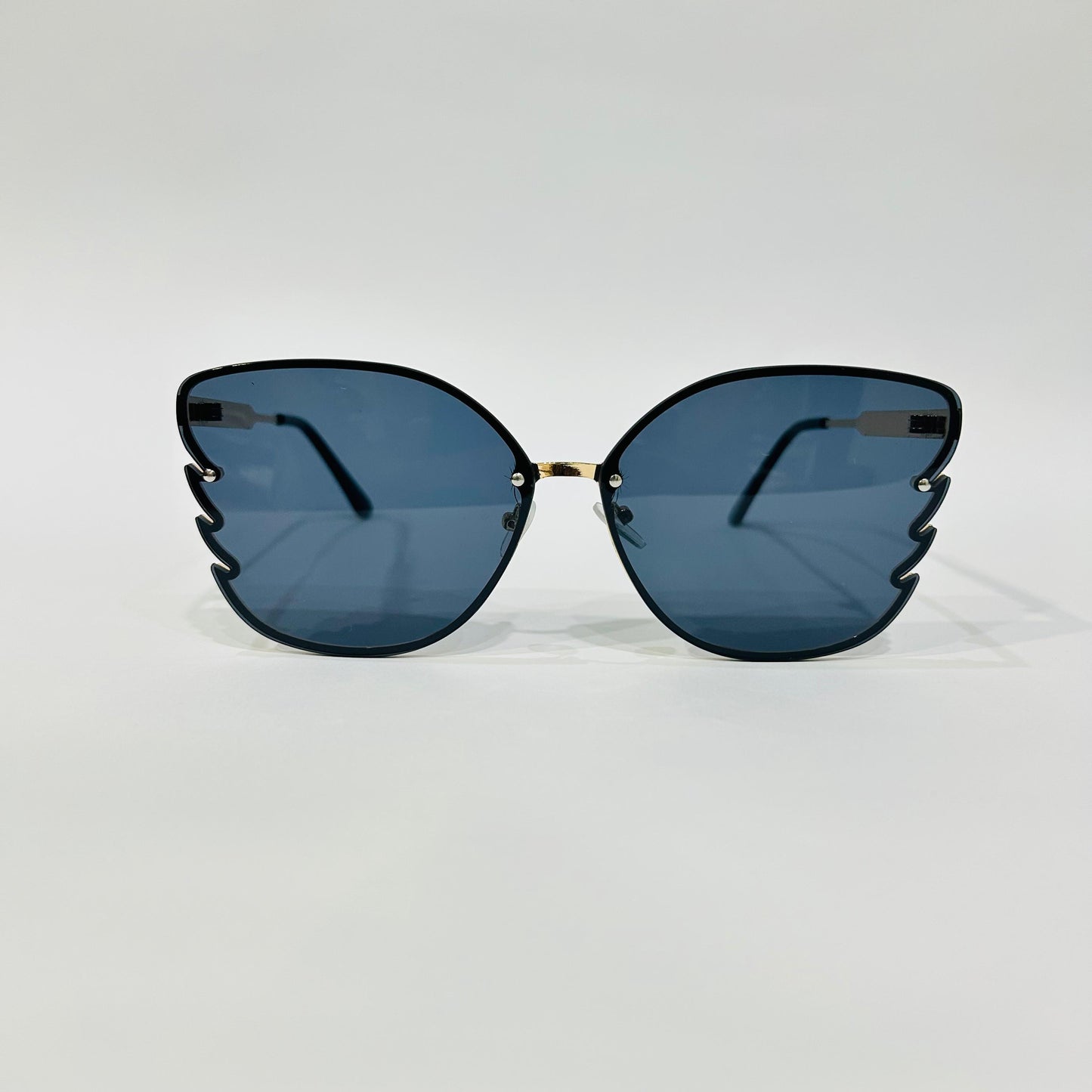 Eagle Wing Chic Black Sunglasses with Golden Arms - Trendy Glasses - Stylish Eyewear for Girls