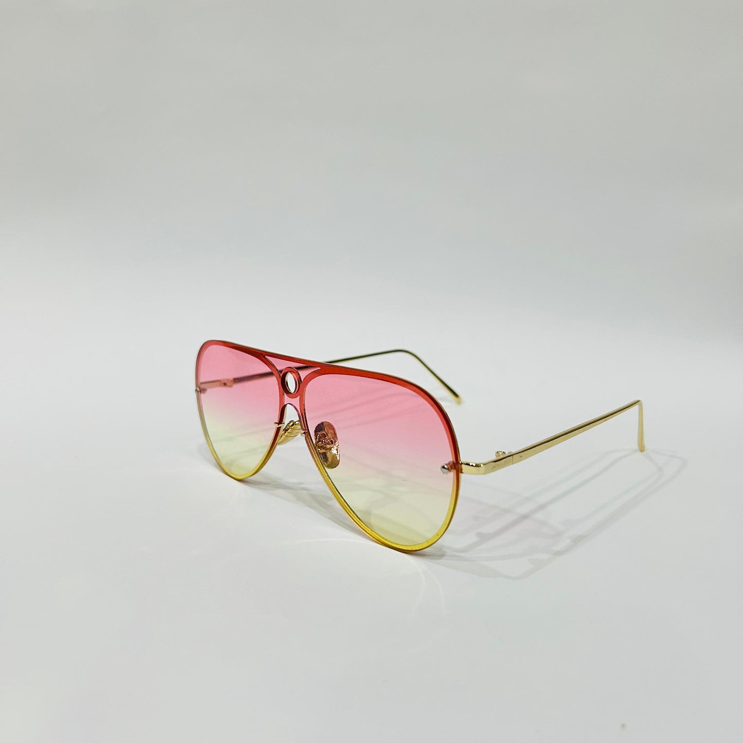 Gold Frame Glasse Pink & White Mirror