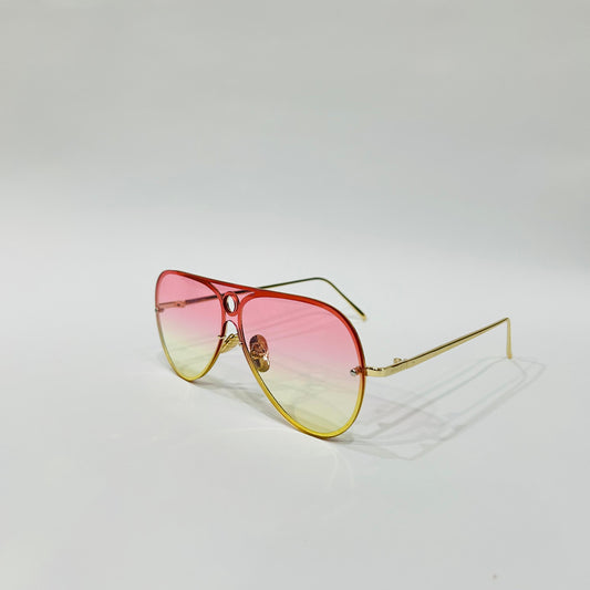 Gold Frame Glasse Pink & White Mirror