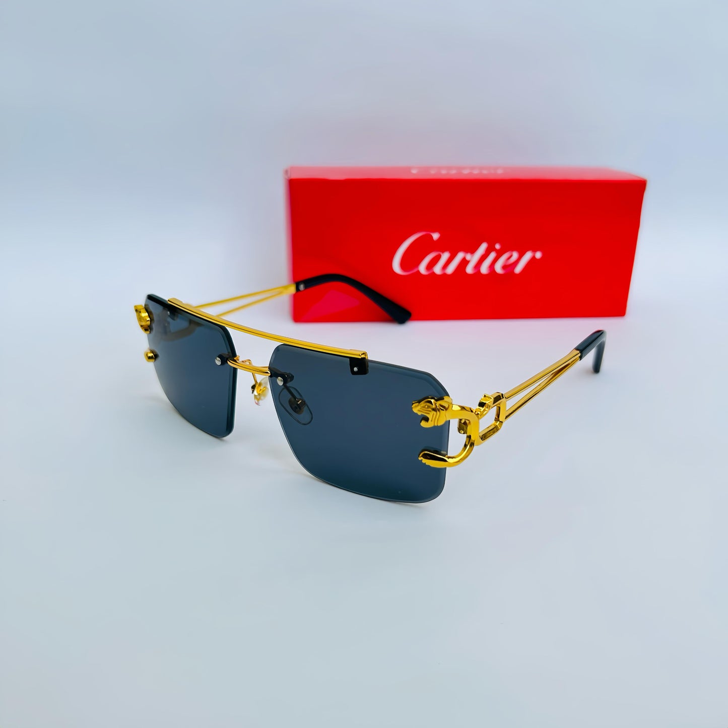 Black Luxury Rimless Sunglasses – Bold, Stylish & Modern