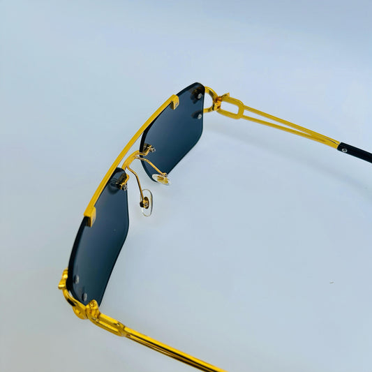 Black Luxury Rimless Sunglasses – Bold, Stylish & Modern