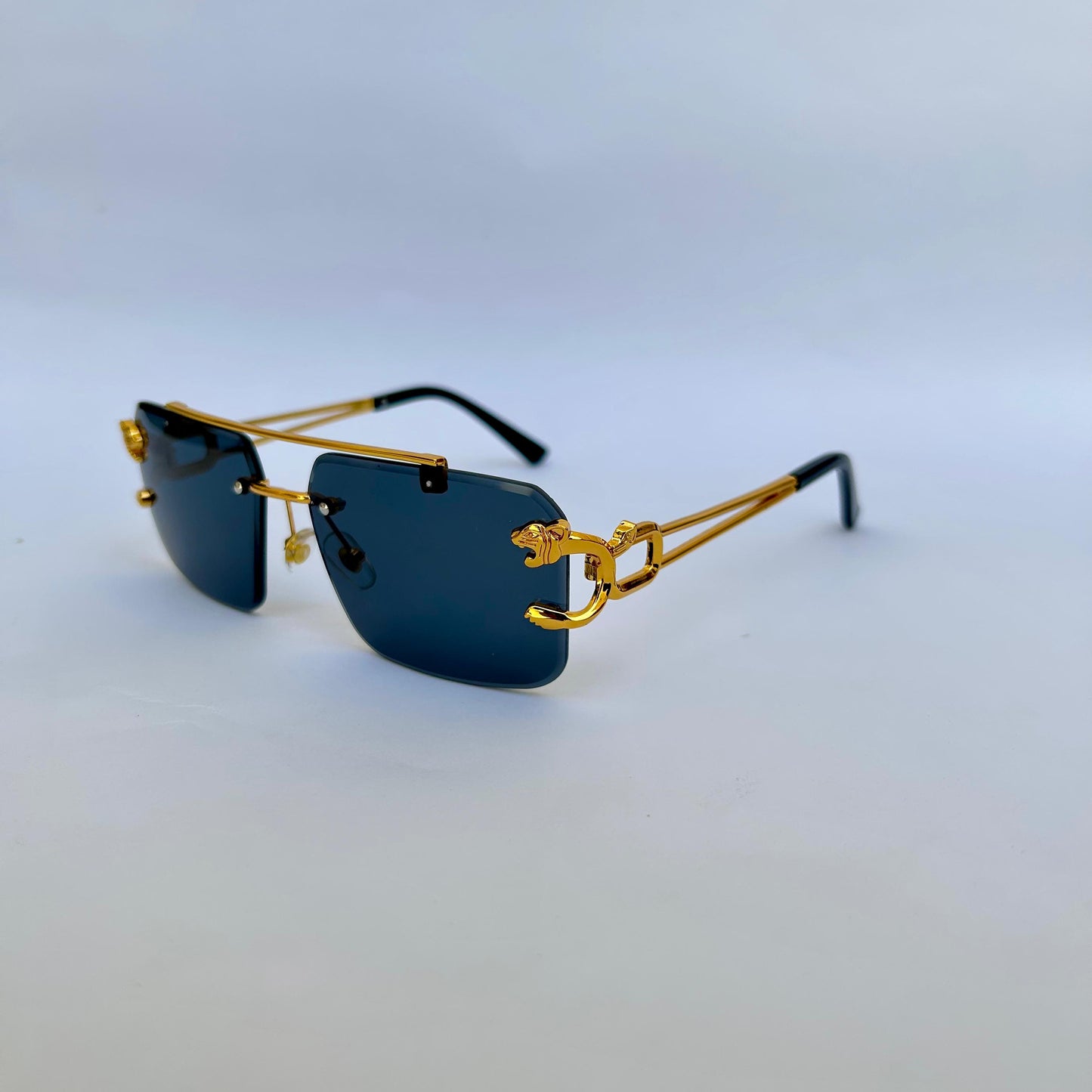 Black Luxury Rimless Sunglasses – Bold, Stylish & Modern