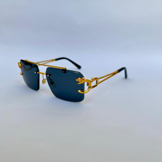 Black Luxury Rimless Sunglasses – Bold, Stylish & Modern