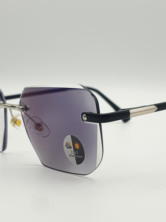 Transition Grey – Rimless Sunglasses