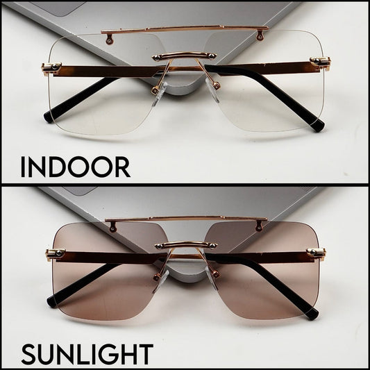 Transition Brown – Rimless Sunglasses – S-1139