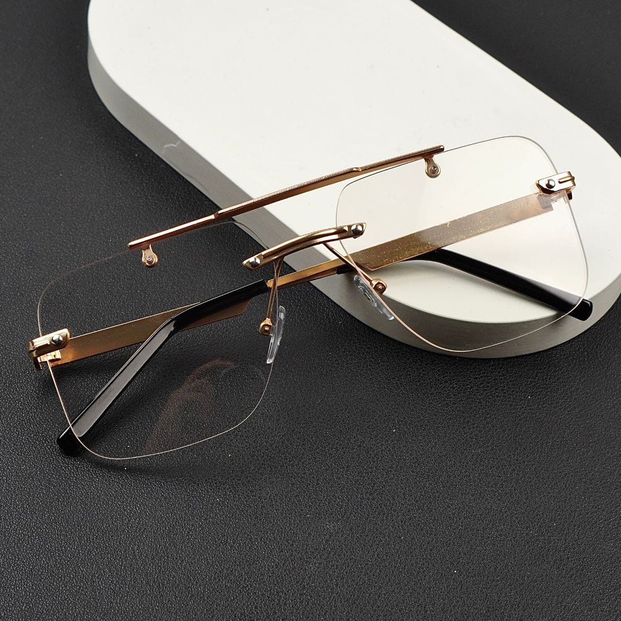 Transition Black – Rimless Sunglasses – S-1139