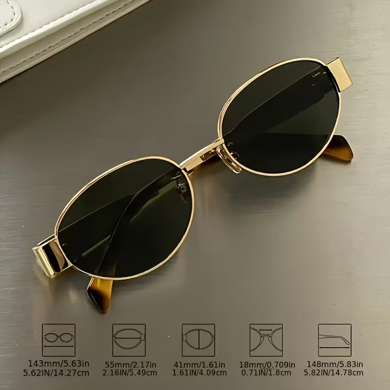 Elegant Metal Frame Glasses - Oval, Black